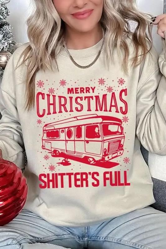 Merry Christmas Shitter's Full Graphic Sweatshirts - Love Salve